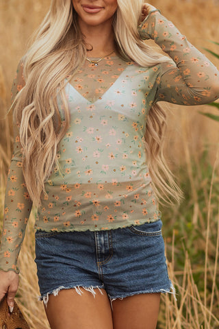 Meadow Muse vintage floral mesh top, additional view 6