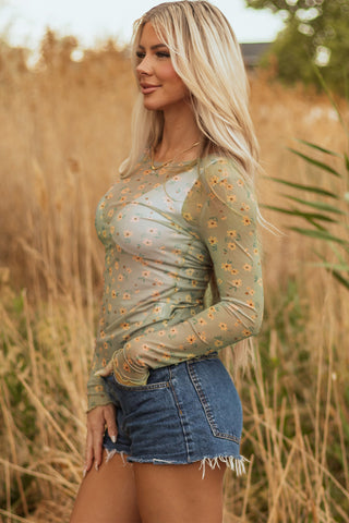 Luke & Estelle Meadow Muse Vintage Floral Mesh Top