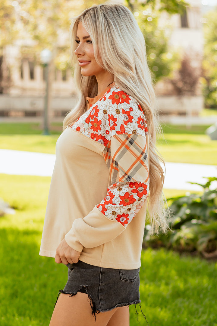 Retro Bloom Patchwork Henley