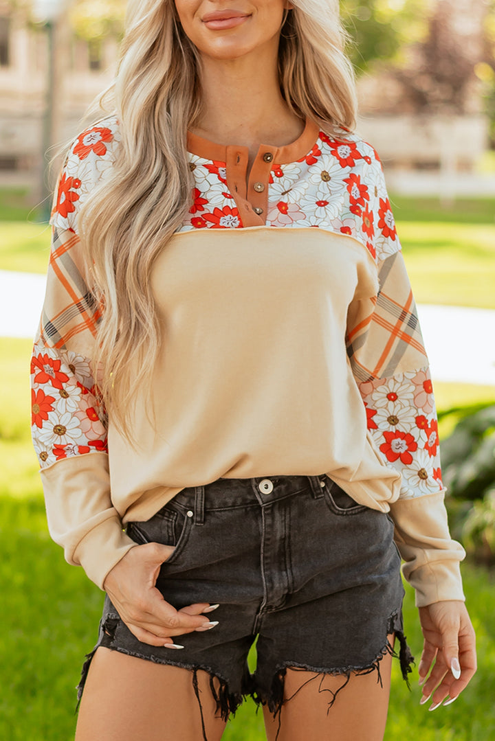 Retro Bloom Patchwork Henley