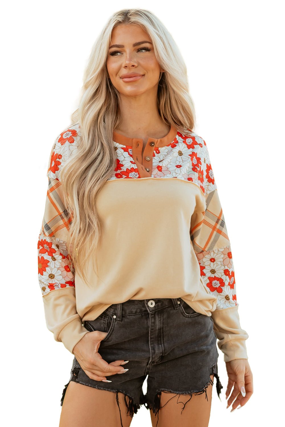 Retro Bloom Patchwork Henley