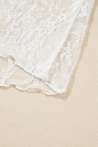 White Sheer Lace Mock Neck Top – Long Sleeve Slim Fit Layering Top