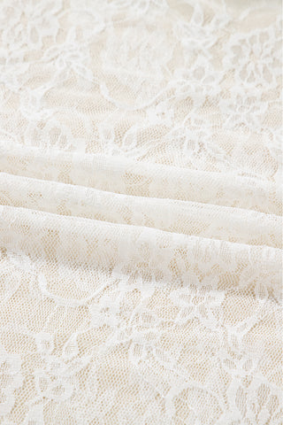 White Sheer Lace Mock Neck Top – Long Sleeve Slim Fit Layering Top