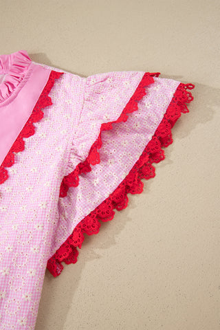 Pink Sugar Embroidered Lace Trim Blouse by Luke & Estelle