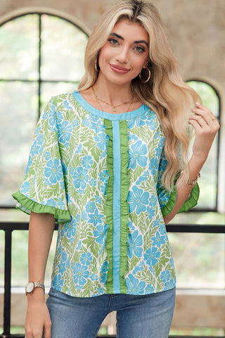 Emerald Tide Floral Blouse by Luke & Estelle