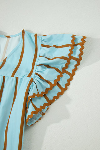 Blue Skies Stripe Ruffle Blouse by Luke & Estelle