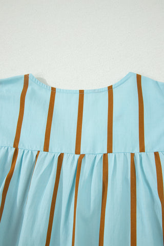 Blue Skies Stripe Ruffle Blouse by Luke & Estelle