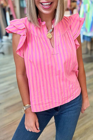 Sunset Stripe Ruffle Blouse by Luke & Estelle