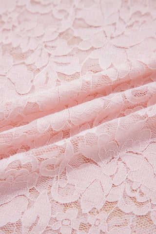 Blush Rose Floral Lace Long Sleeve Mock Neck Top