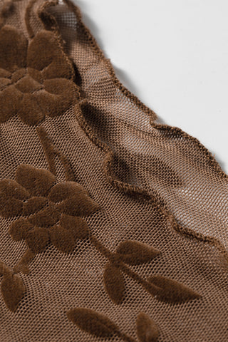 Chestnut Vine Floral Mesh Long Sleeve Top