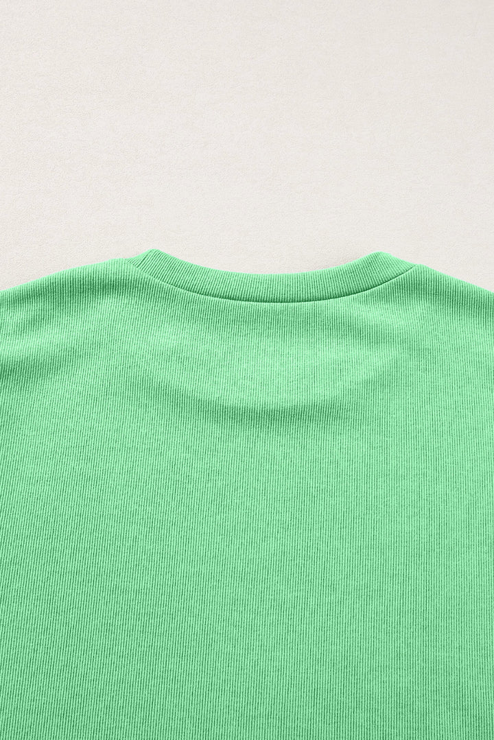 Bright Green Ruffle Cap Sleeve Blouse with Ric Rac Trim