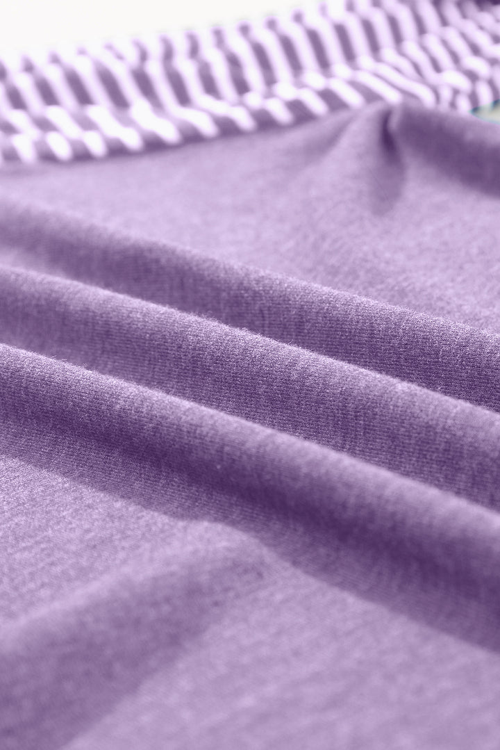 Lavender Lane Raglan — Stripe & Lace Sleeve Top