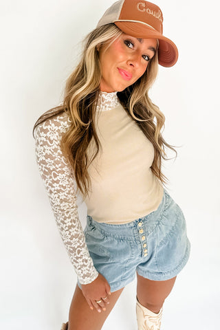 ✨ Luke & Estelle – Lace Embrace Mock Neck Top ✨