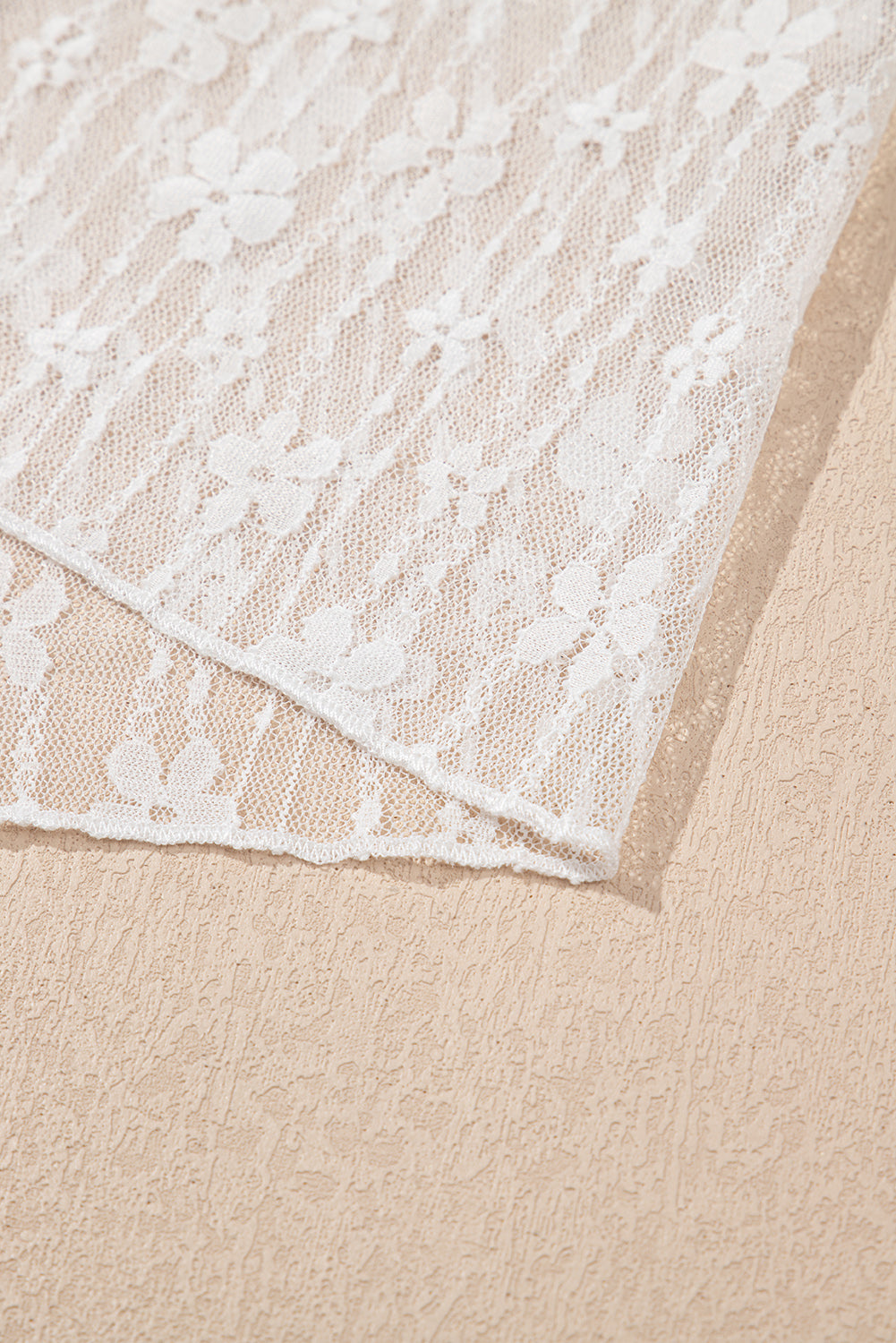 Whimsical Bloom Lace Mesh Top – White Floral