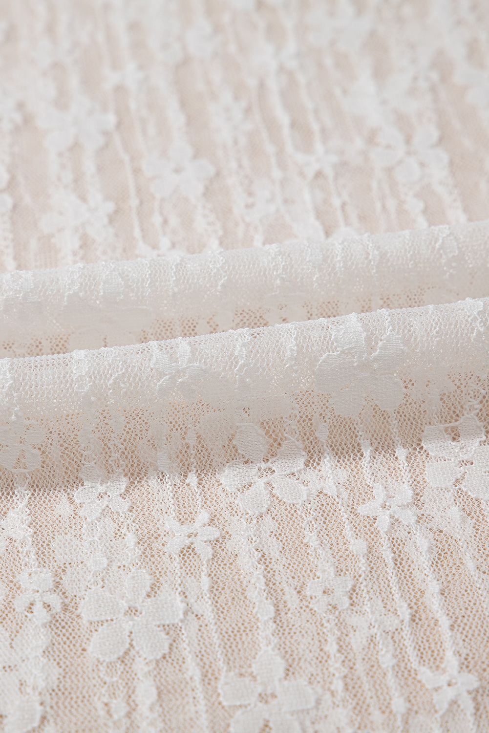 Whimsical Bloom Lace Mesh Top – White Floral