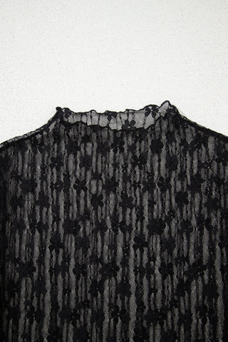 Midnight Bloom Sheer Lace Top – Black Floral Mesh Long Sleeve