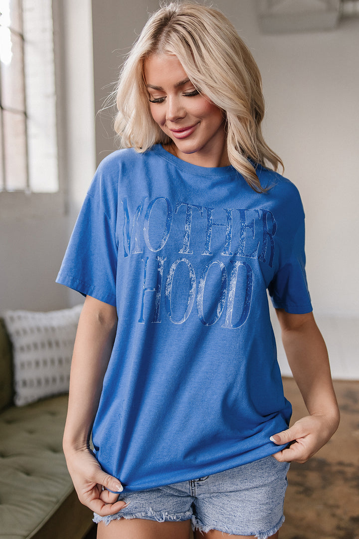 Motherhood Mineral-Wash Graphic Tee (Cobalt Blue)