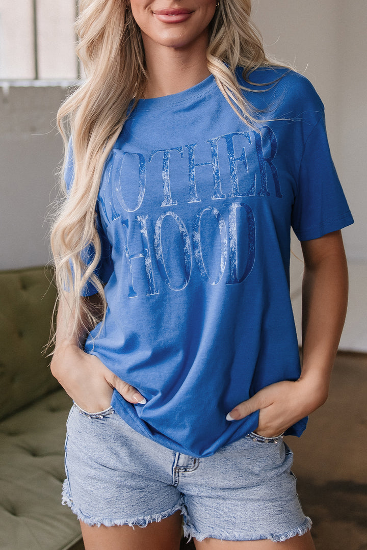 Motherhood Mineral-Wash Graphic Tee (Cobalt Blue)
