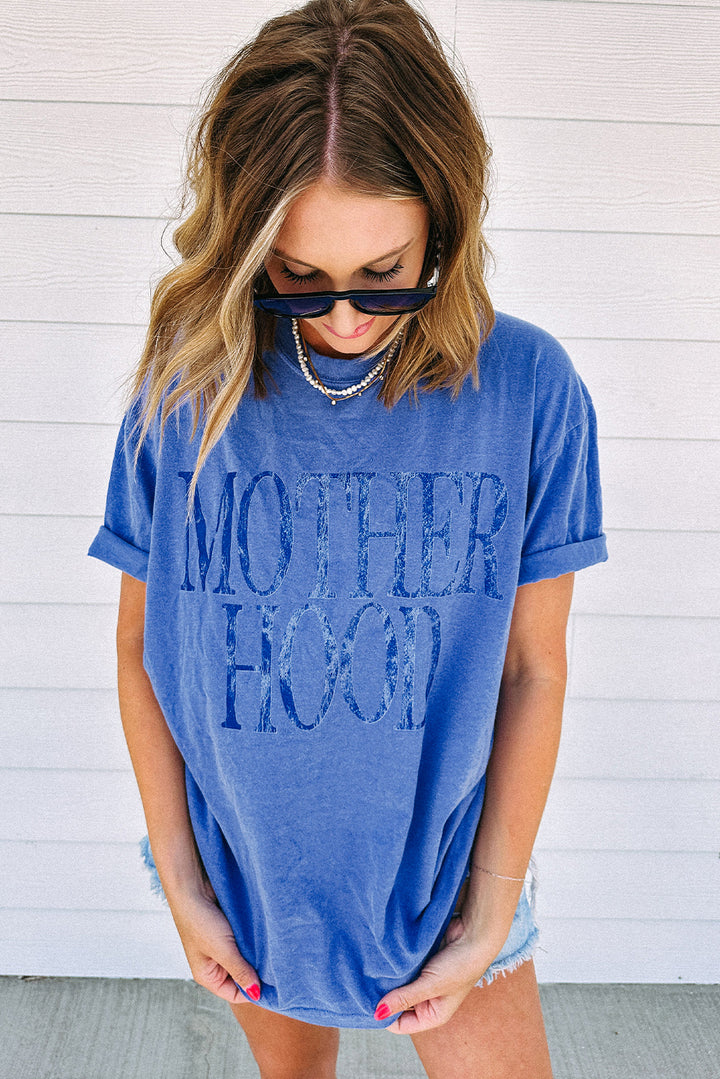 Motherhood Mineral-Wash Graphic Tee (Cobalt Blue)