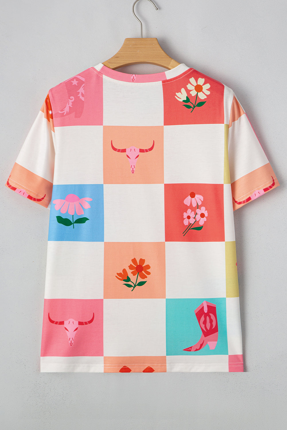 Blossom Checkerboard Western Tee 🌼🤠