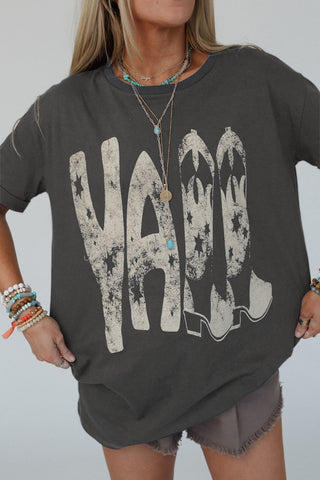 Y’all Star Boots Vintage Graphic Tee – Charcoal 🤠