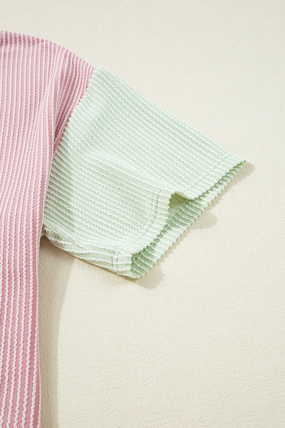 Candy Pop Colorblock Ribbed Tee (Pink/Mint)