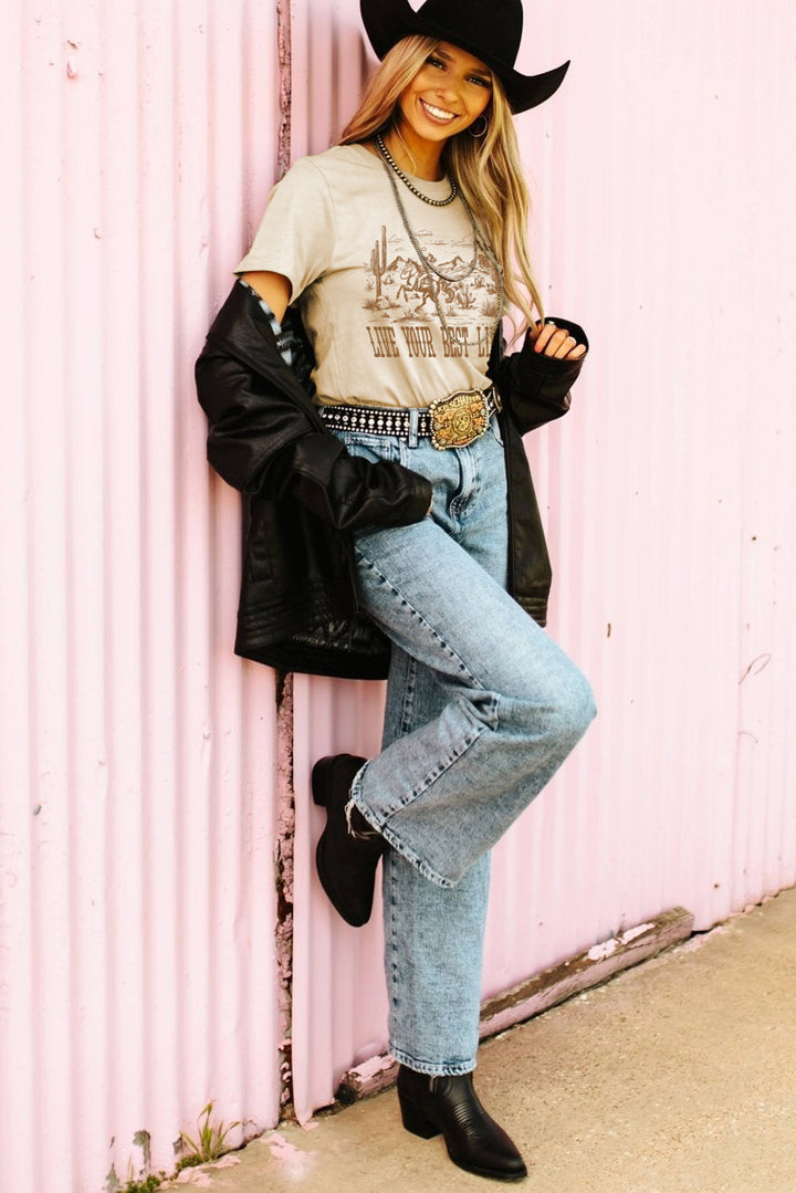 Live Your Best Life Desert Rider Tee – Sand 🤠🌵