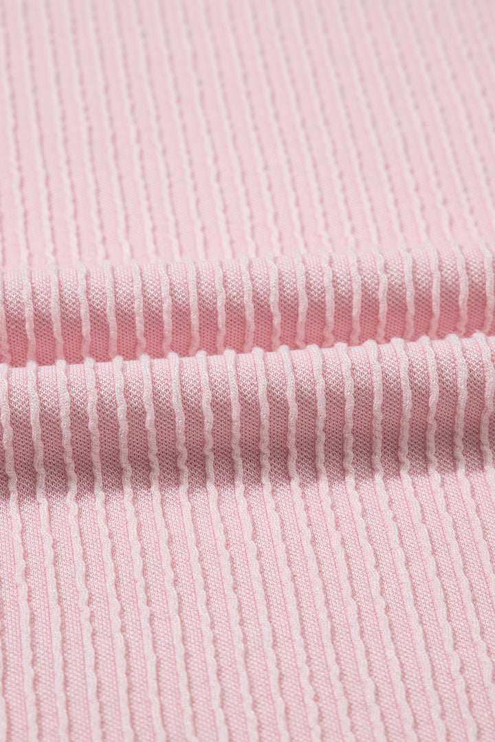 Cotton-Candy Coast Contrast Trim Ribbed Top