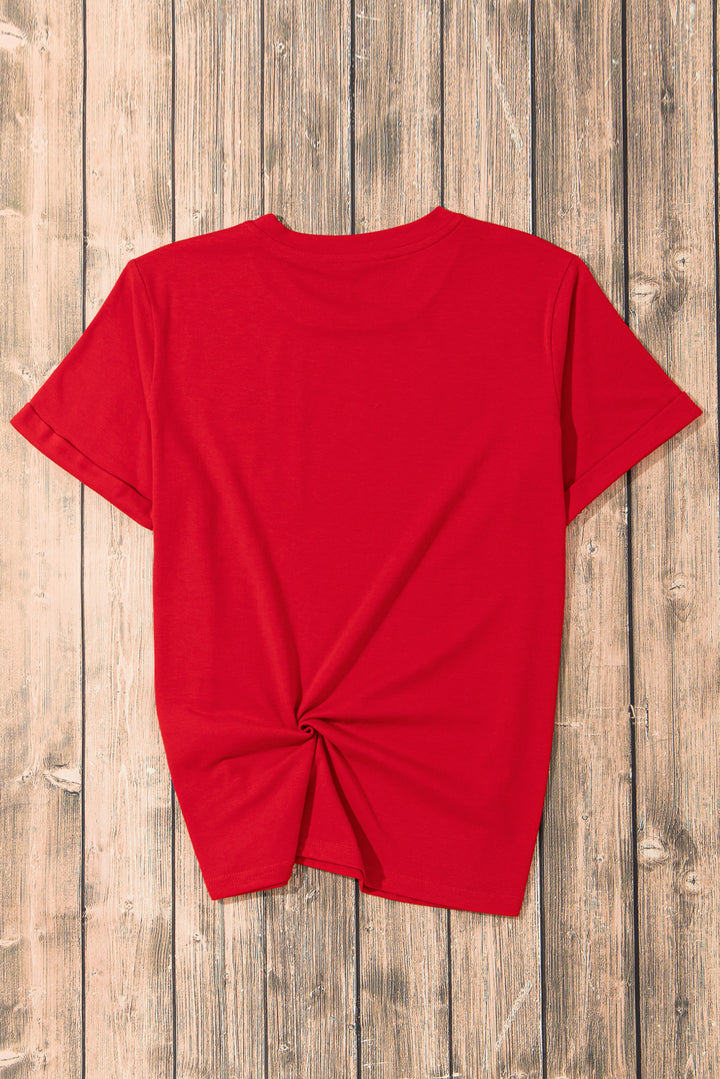 Wildflower MAMA Graphic Tee — Red (Cowprint • Leopard • Daisies)
