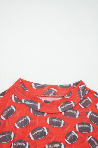 Under the Lights Football Print Mesh Long Sleeve Top