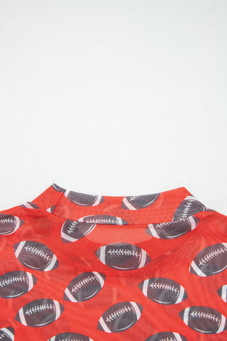 Under the Lights Football Print Mesh Long Sleeve Top