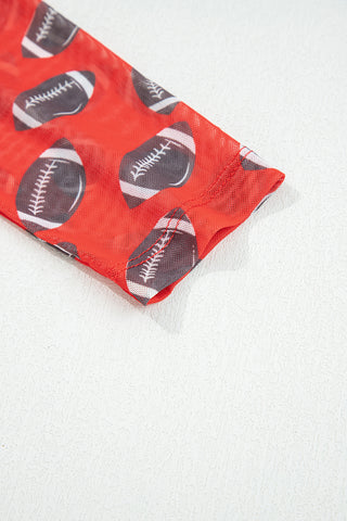 Under the Lights Football Print Mesh Long Sleeve Top