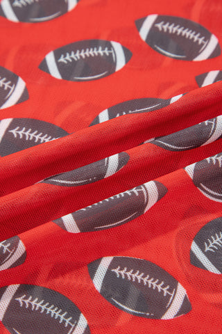 Under the Lights Football Print Mesh Long Sleeve Top