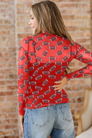 Under the Lights Football Print Mesh Long Sleeve Top