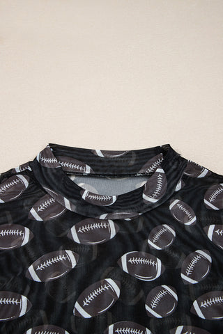 Under the Lights Football Print Mesh Long Sleeve Top
