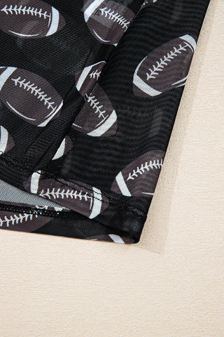 Under the Lights Football Print Mesh Long Sleeve Top
