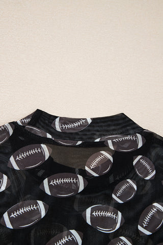 Under the Lights Football Print Mesh Long Sleeve Top