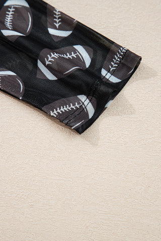 Under the Lights Football Print Mesh Long Sleeve Top