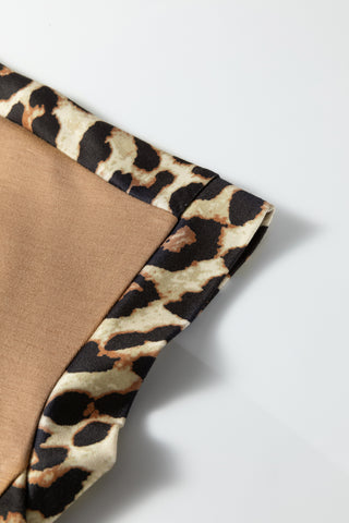 Leopard Trim Everyday Top – Relaxed Contrast Detail Blouse