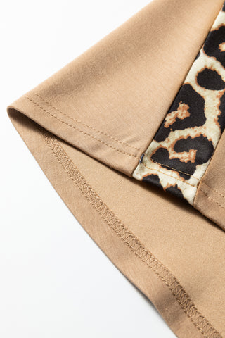 Leopard Trim Everyday Top – Relaxed Contrast Detail Blouse