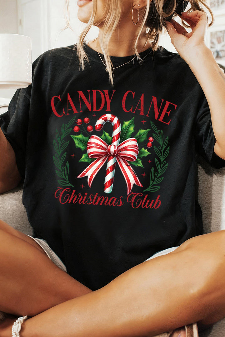 🎄 Luke & Estelle “Candy Cane Christmas Club” Graphic Tee – Holiday Cheer in Style ❤️🤍