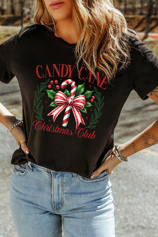 🎄 “Candy Cane Christmas Club” Graphic Tee – Holiday Cheer in Style ❤️🤍