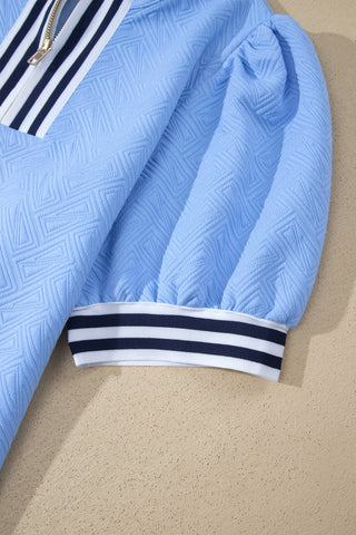 Luke & Estelle Regatta Stripe Textured Puff Sleeve Top