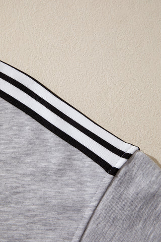 Luke & Estelle Sporty Stripe Raw-Edge Oversized Tee