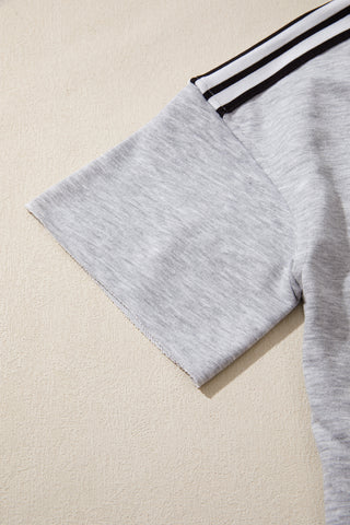 Luke & Estelle Sporty Stripe Raw-Edge Oversized Tee