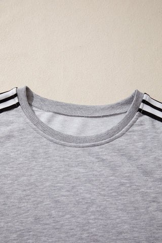 Luke & Estelle Sporty Stripe Raw-Edge Oversized Tee