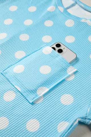 Summer Skies Polka Dot Ribbed Top by Luke & Estelle