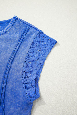 Luke & Estelle Blue Skies Eyelet Sleeve Top