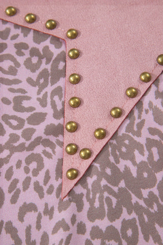 Luke & Estelle Pink Leopard Studded Star Patch Oversized Tee