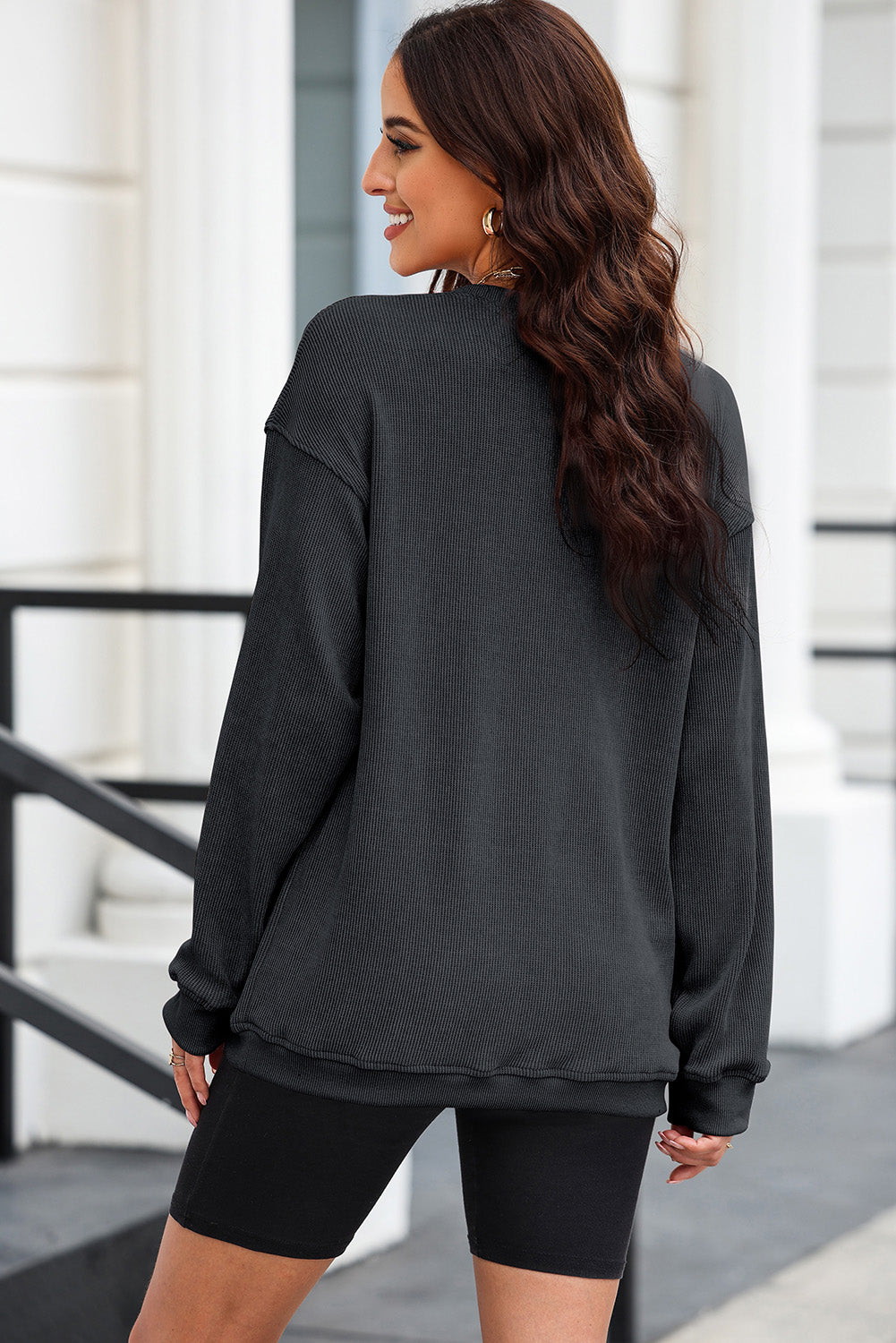 Merry & Bright Corded Sweatshirt – Charcoal